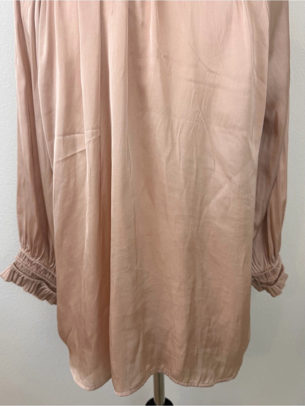 Ulla Johnson Rosamund Matte Japanese Satin Pleated Poet Blouse Blush Pink - Picture 9 of 11